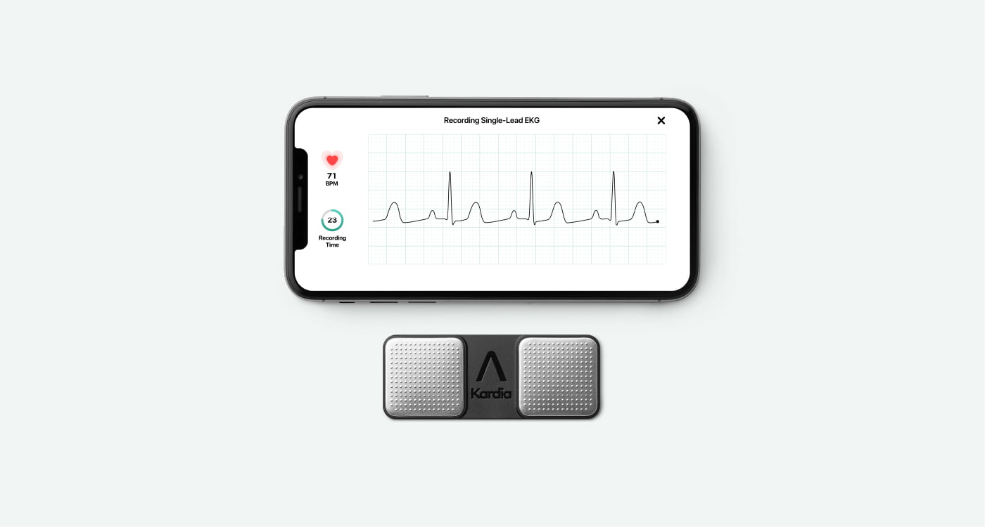 Single lead ECG being taken with KardiaMobile